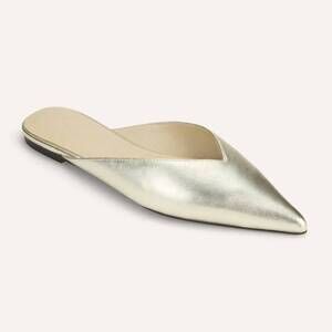 NEW YOSI SAMRA women's nera pointed mule in gold metallic leather
